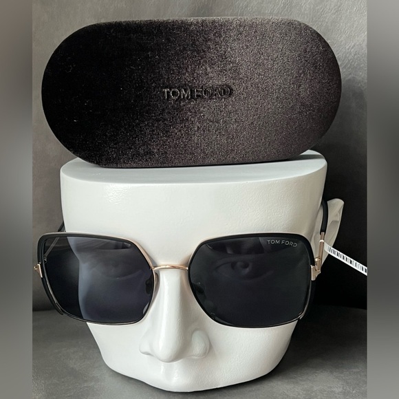 Tom Ford Raphaela TF1006 02A Sunglasses Women's Black/Rose Gold/Smoke 60mm NWT - Picture 9 of 13